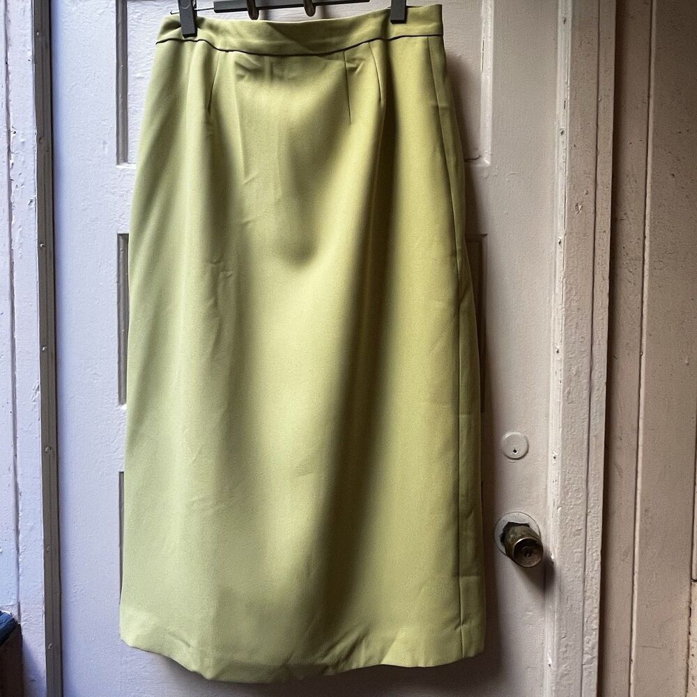 Vtg Lily & Taylor Skirt Sz 18 Neon Yellow Pencil Straight Spring Church Modest